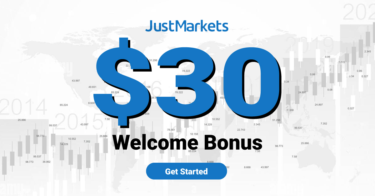 JustMarkets $30 Forex Welcome No Deposit Bonus